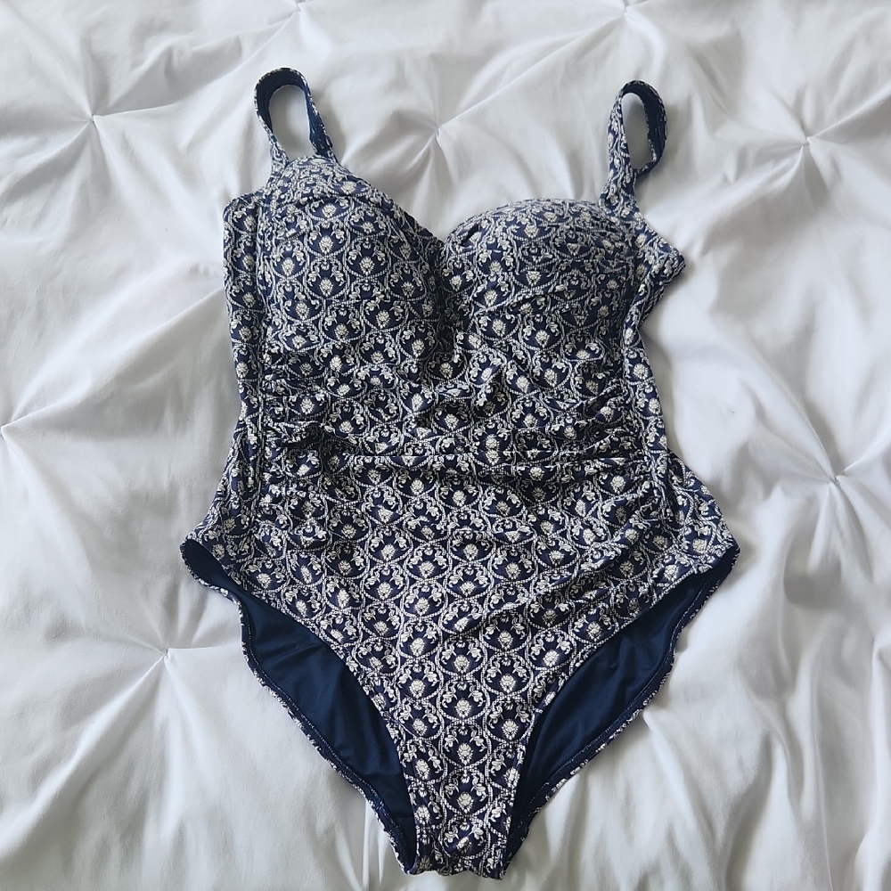 Navy and White  One Piece Swimsuit
